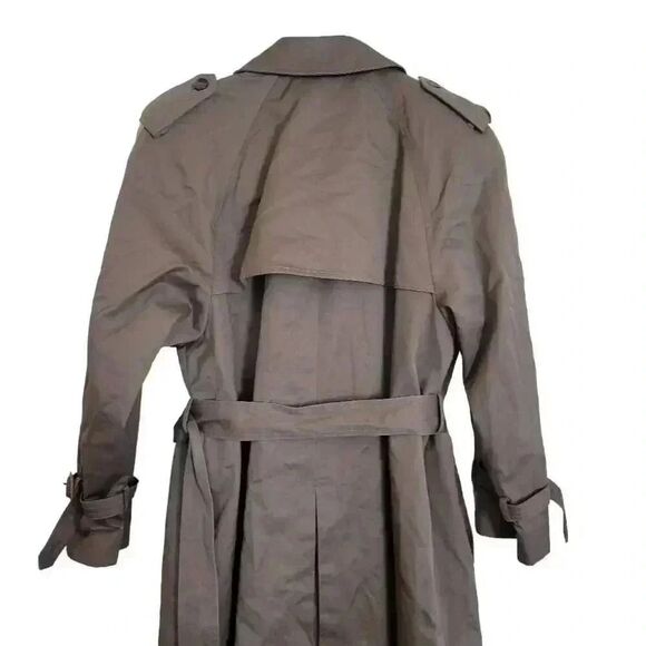 London Fog Women's Tan Light Brown British Khaki Poly Double Breasted Lined Tren - Picture 7 of 13